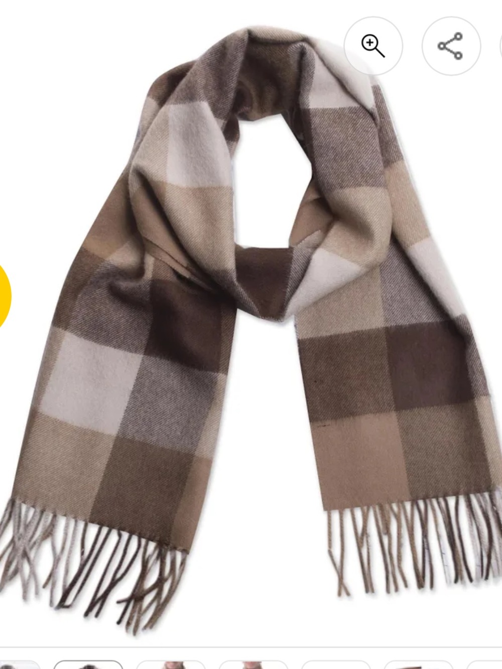 Classic Plaid Fringe Scarf - Brown/Beige